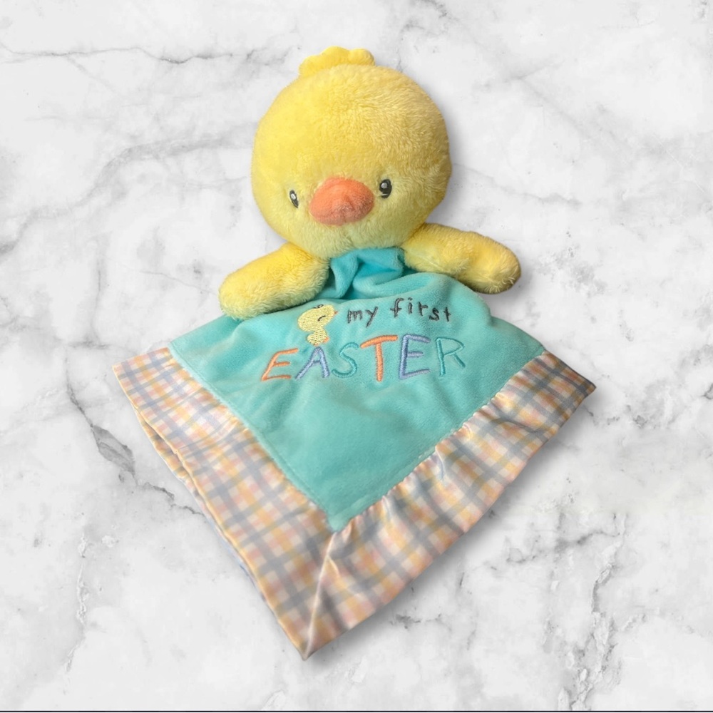 Magic Years Yellow Duck Lovey My First Easter Baby Security Blanket Rattle 13”
